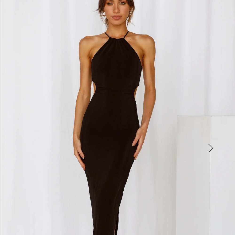 Black Halter Cutout Evening Dress